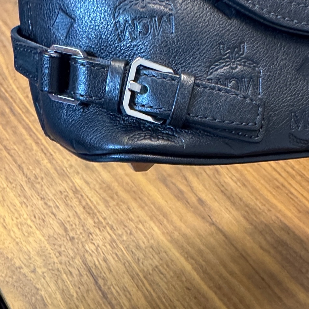 MCM Black Embossed Leather Visetos Crossbody Bag with Silver Hardware - Picture 11 of 16